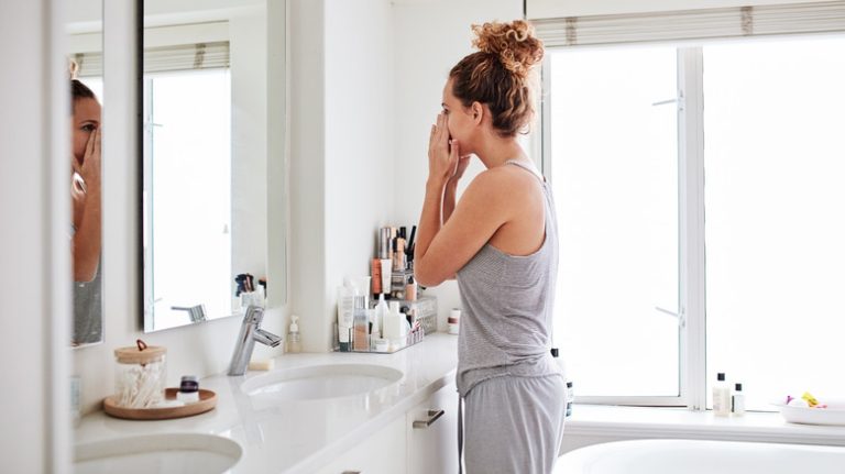 Woman dealing with bad breath