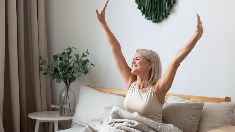 Elderly woman waking up