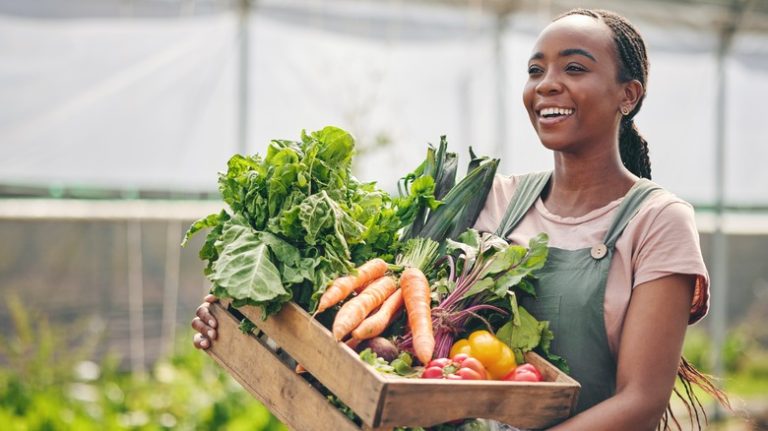 woman with fresh vegetables