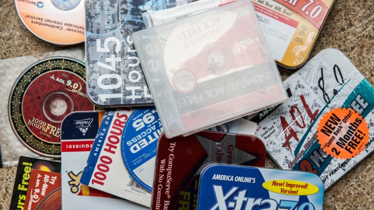 Many old CDs in a pile