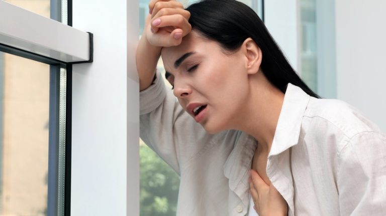 woman experiencing shortness of breath