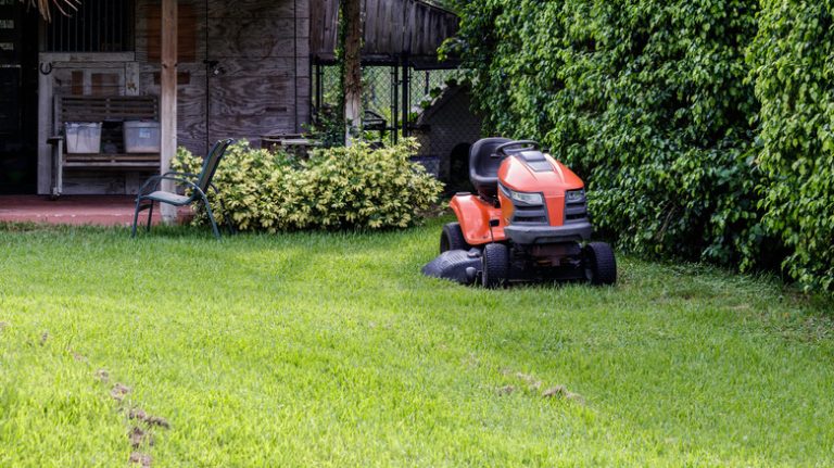 mower on st. augustine lawn