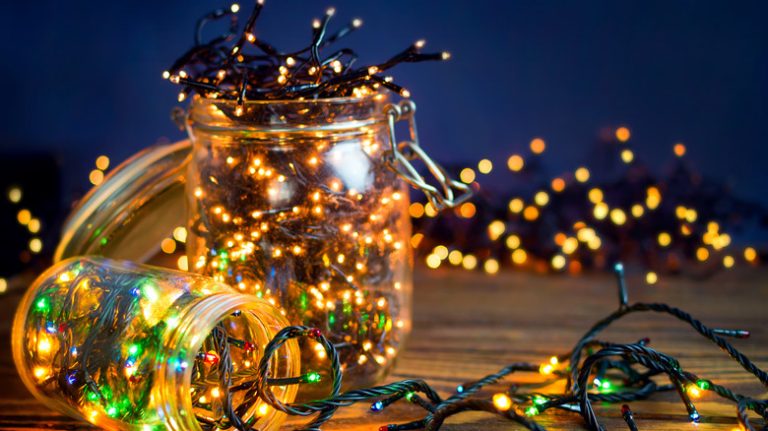 fairy lights in glass jars