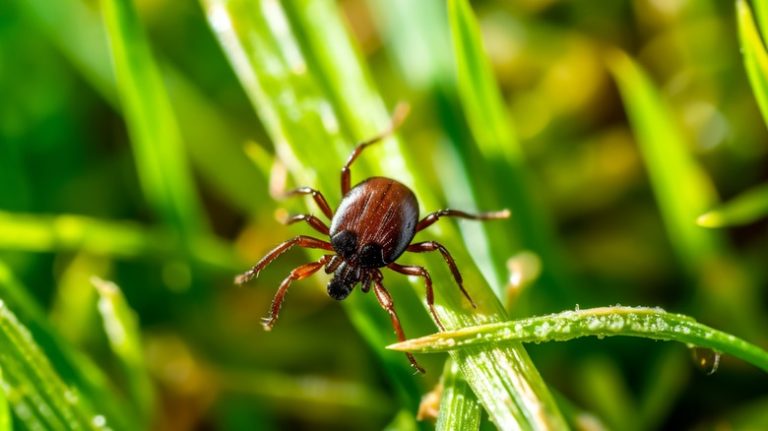 tick on grass