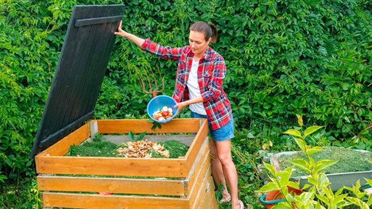 woman preparing compost