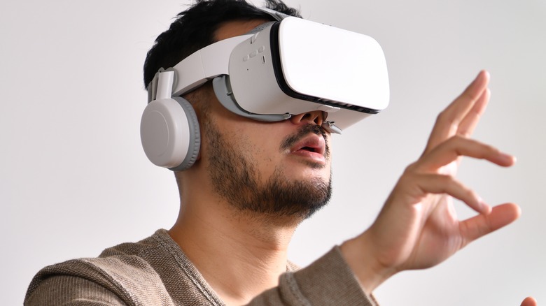 man wearing virtual reality headset