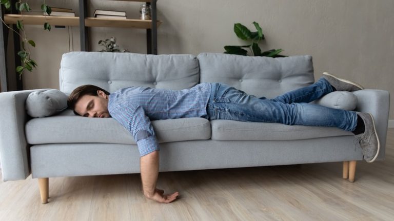 Depressed guy on couch