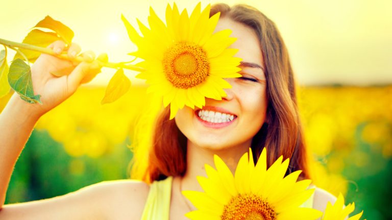 girl with sunflowers