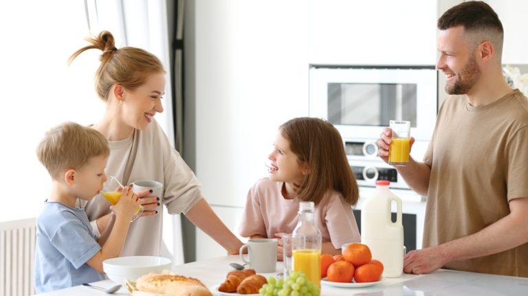 Family eating breakfast