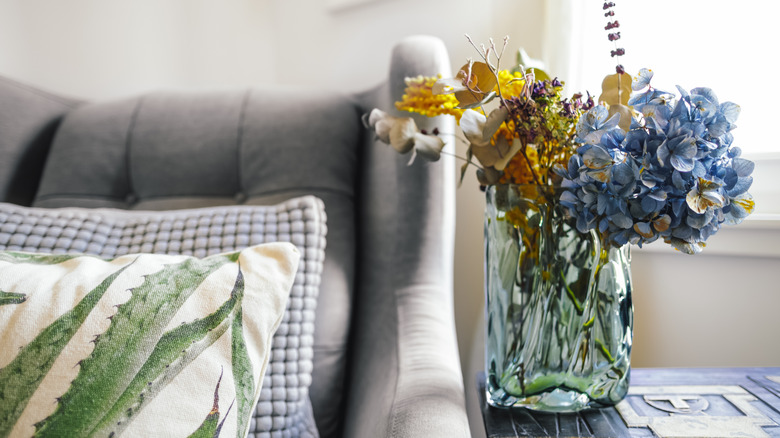 hydrangeas bouquet in living room