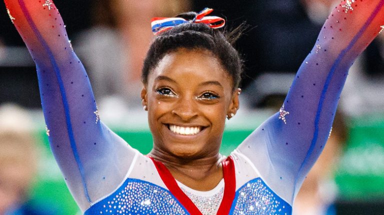 Gymnast Simone Biles grinning