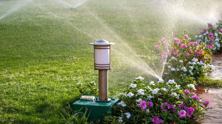 lawn sprinkler system running