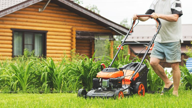 man mowing the lawn