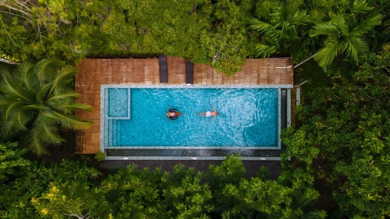 aerial view of pool