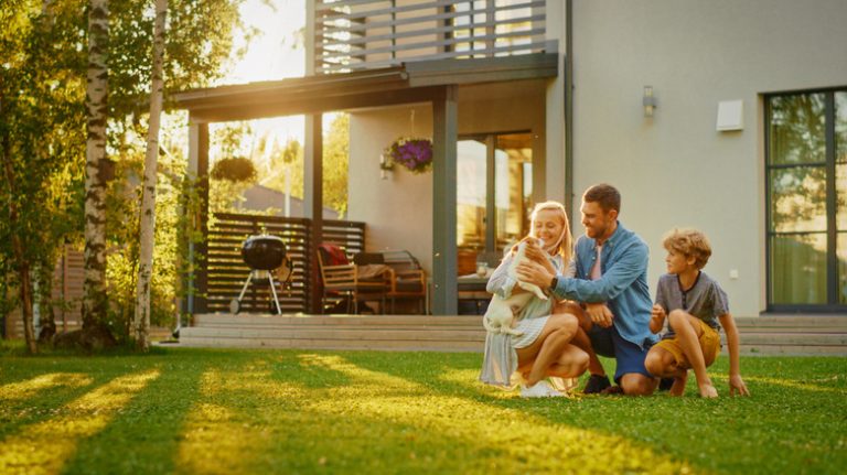 family in the backyard