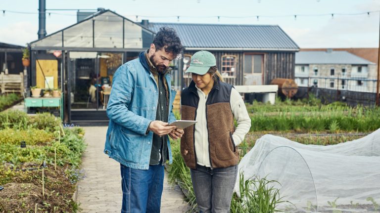 People reading weather device