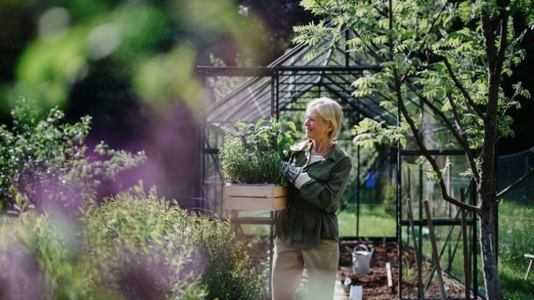 woman in greenhouse