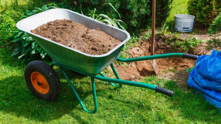 sand in wheelbarrow